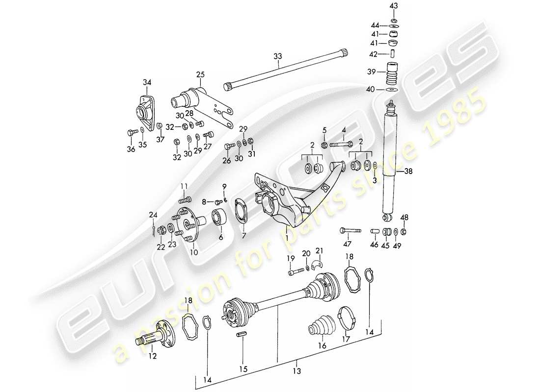 porsche 911/912 (1965) rear axle - d - mj 1969>> - mj 1969 part diagram