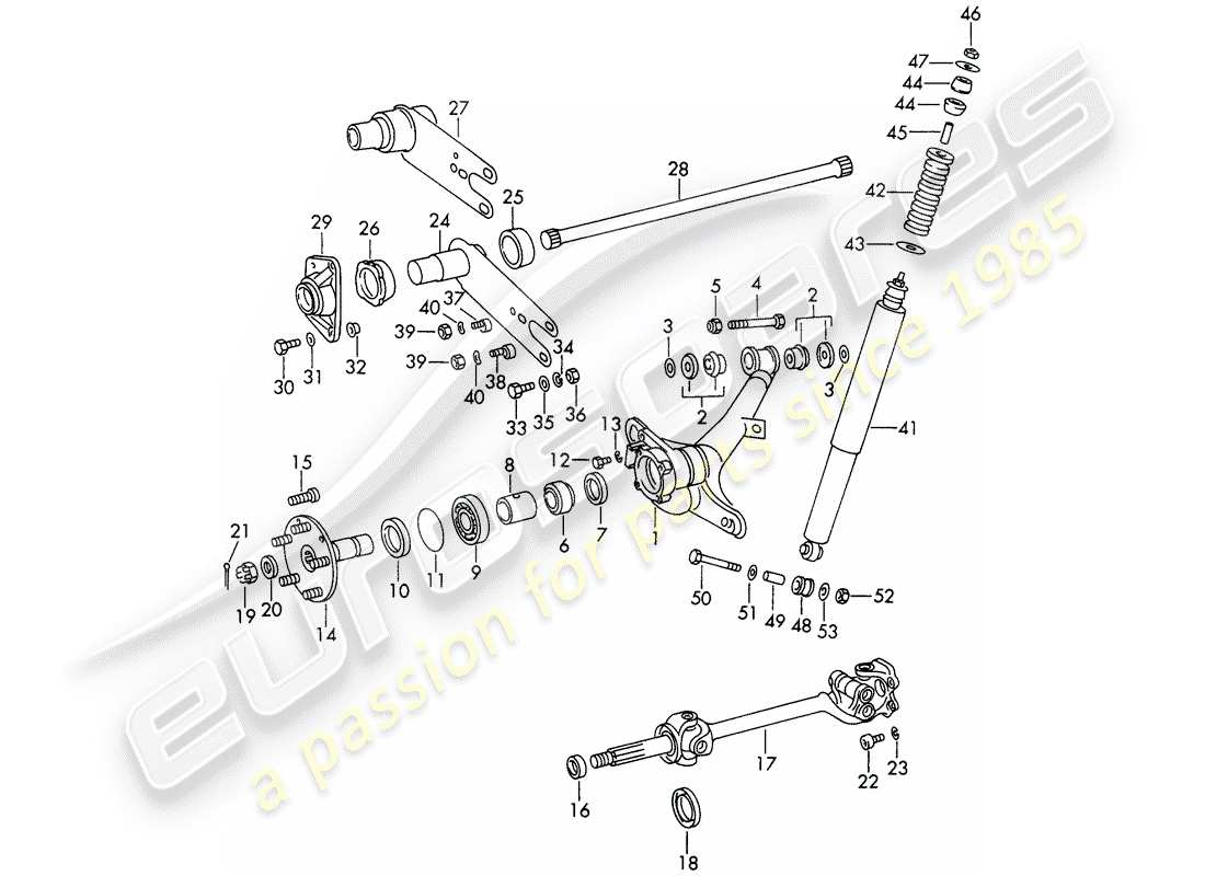 porsche 911/912 (1965) rear axle - d >> - mj 1968 part diagram