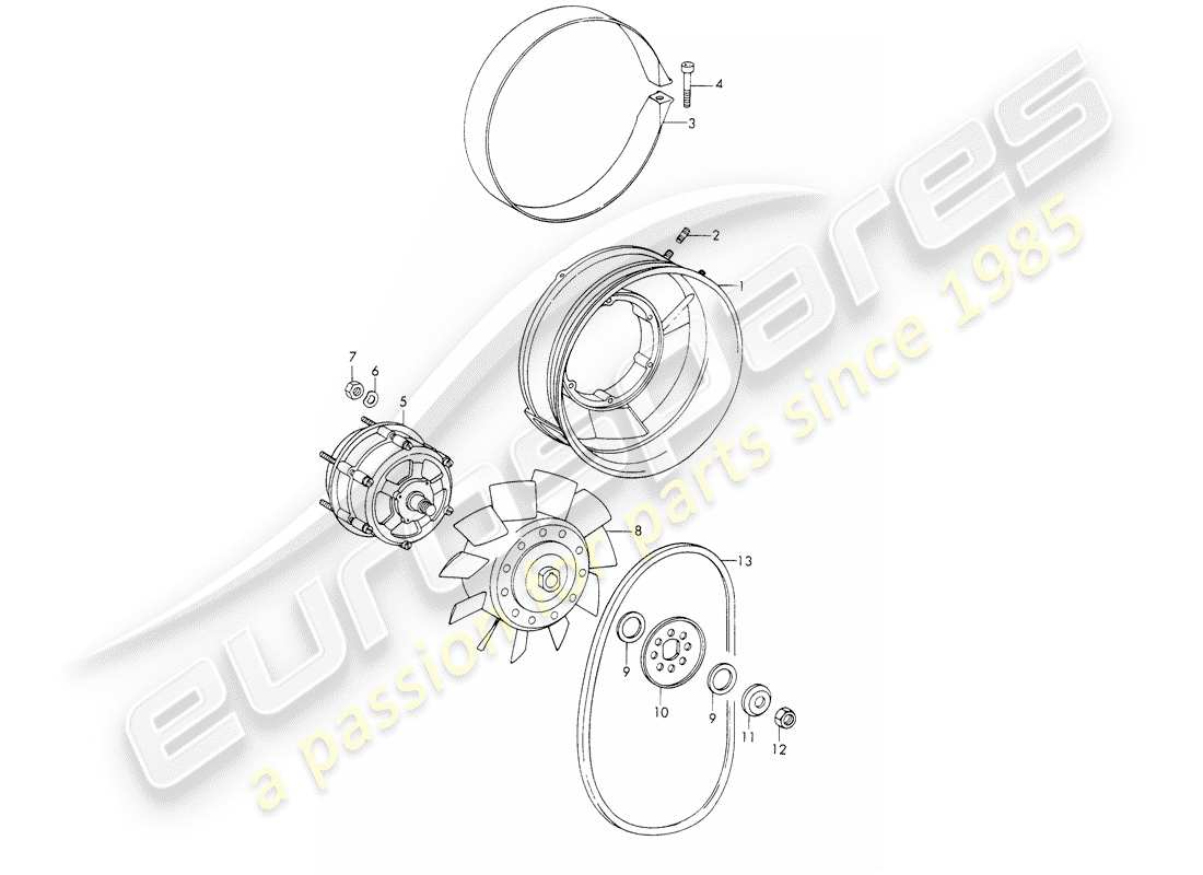 porsche 911/912 (1965) air cooling part diagram