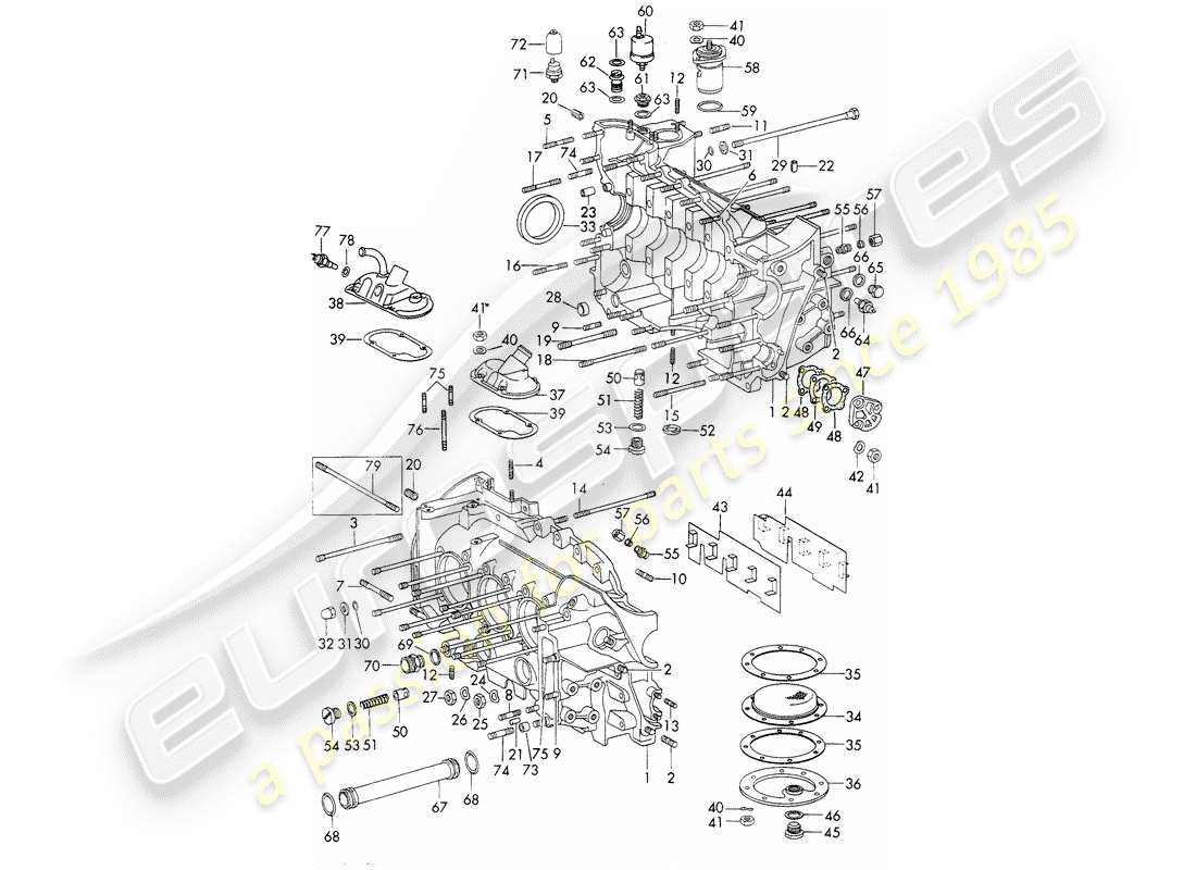 porsche 911/912 (1965) crankcase - repair set for maintenance - gasket set - see illustration: part diagram