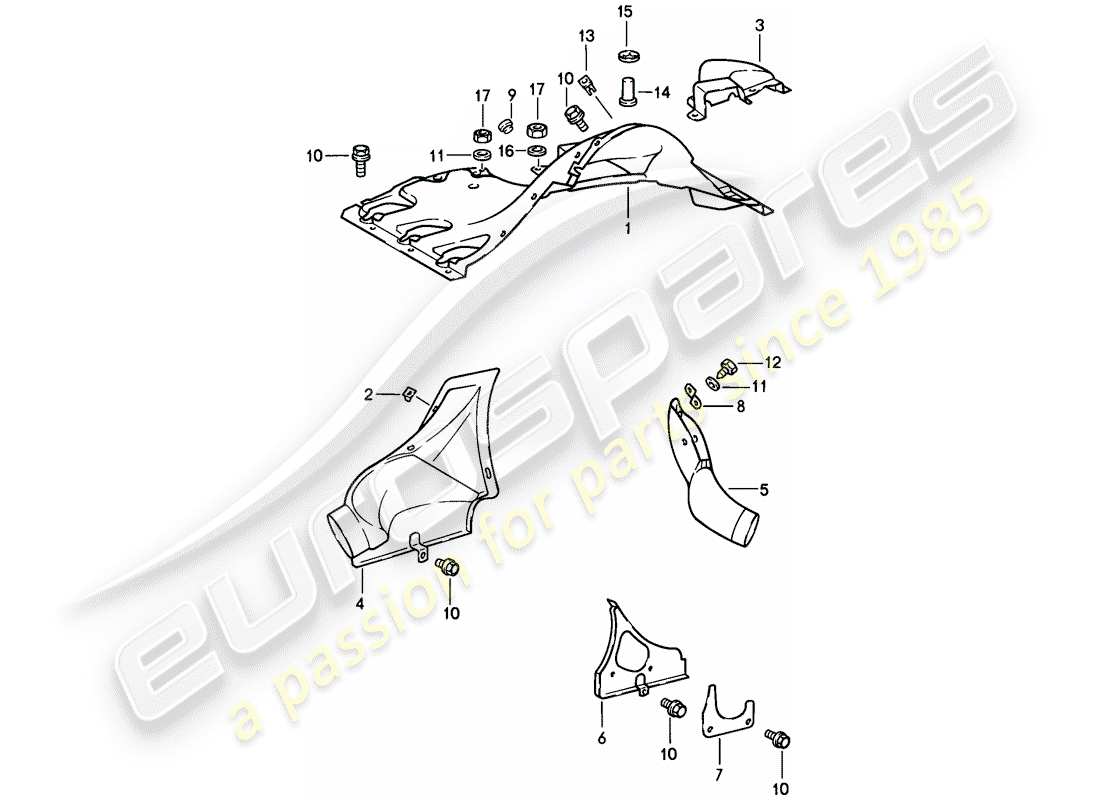 porsche 911 (1989) air duct part diagram