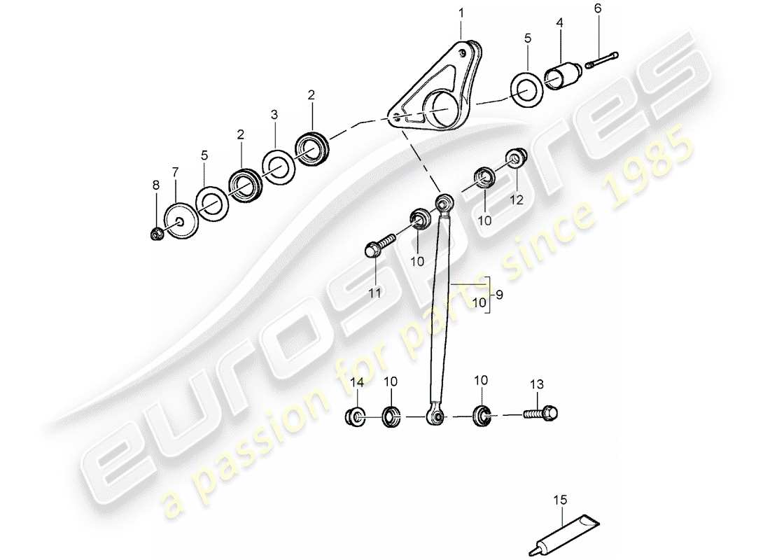 porsche carrera gt (2005) rear axle - rocker arm - push rod part diagram