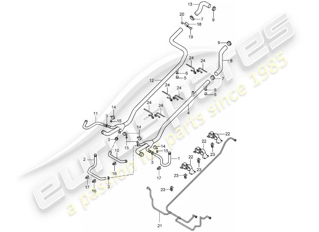 porsche carrera gt (2005) water cooling 1 part diagram