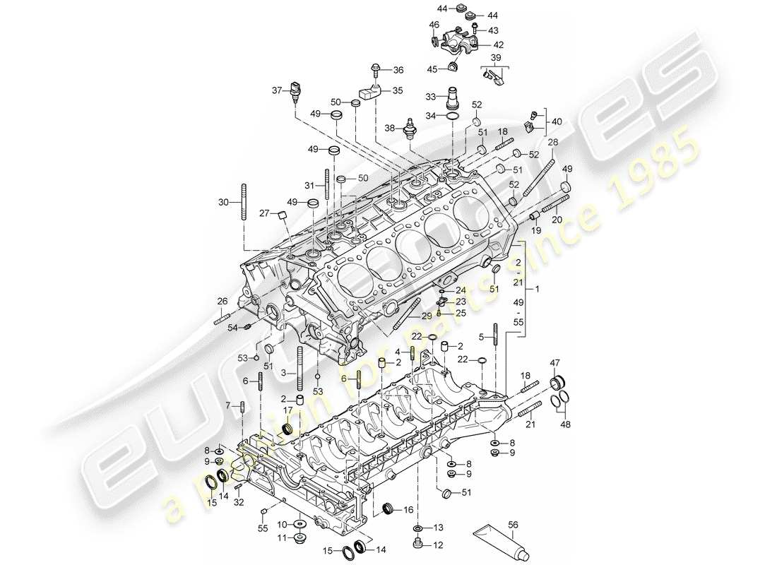 porsche carrera gt (2005) crankcase - single parts part diagram