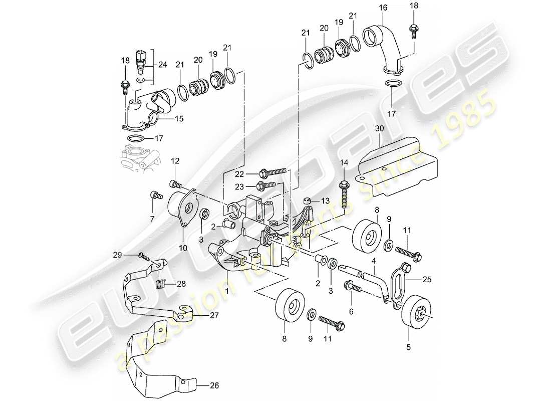 porsche 996 t/gt2 (2005) belt tensioner - belt drive part diagram