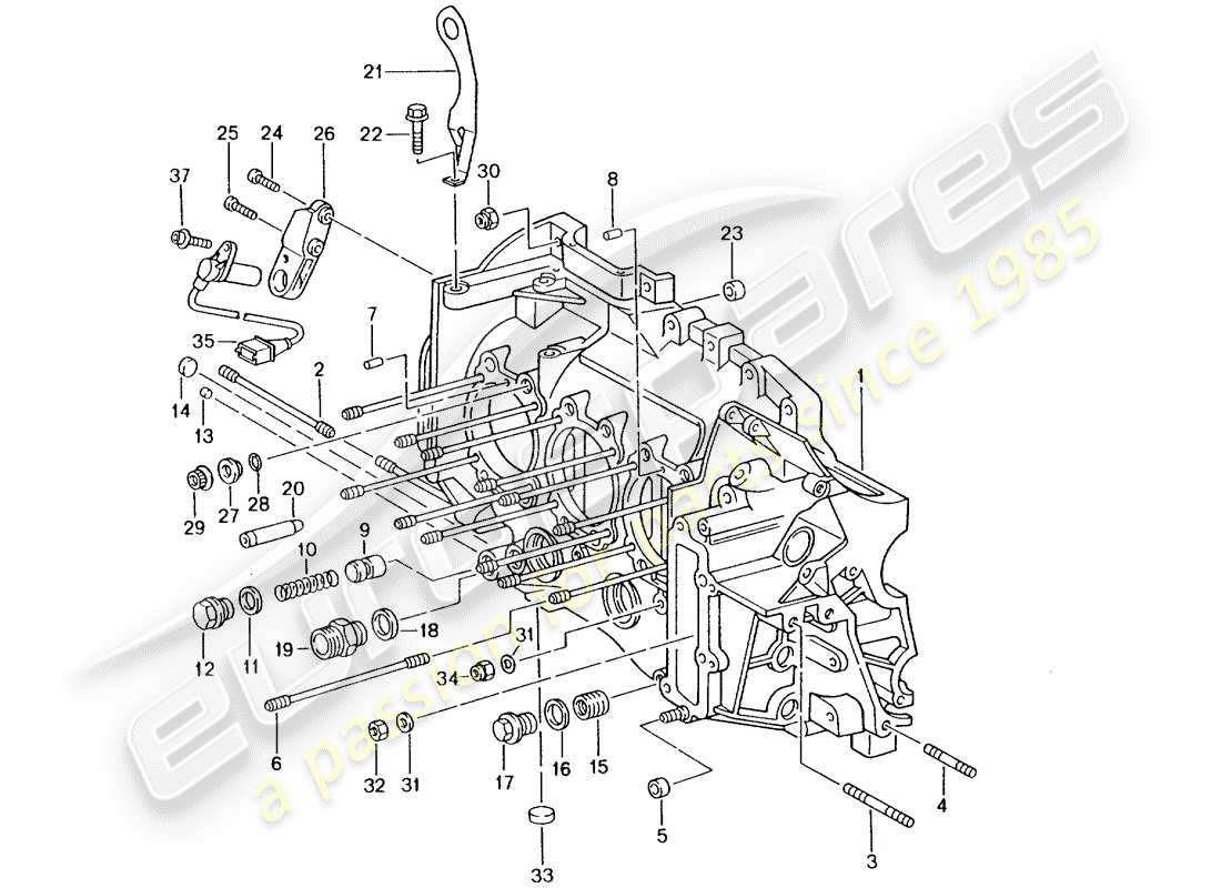 porsche 996 t/gt2 (2005) crankcase part diagram