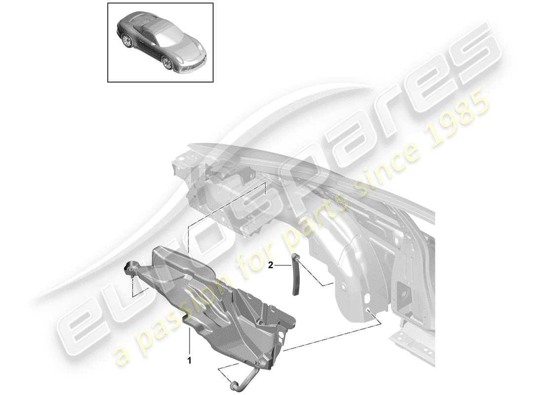 porsche 991r/gt3/rs (2018) water collecting tray part diagram