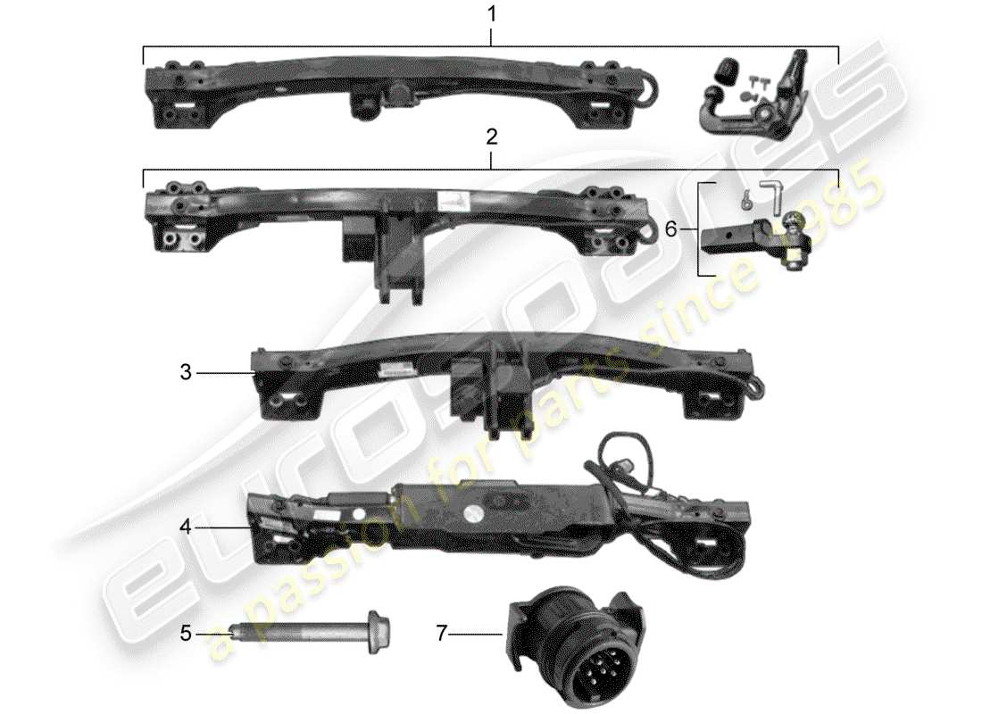 porsche tequipment cayenne (2011) tow hitch part diagram