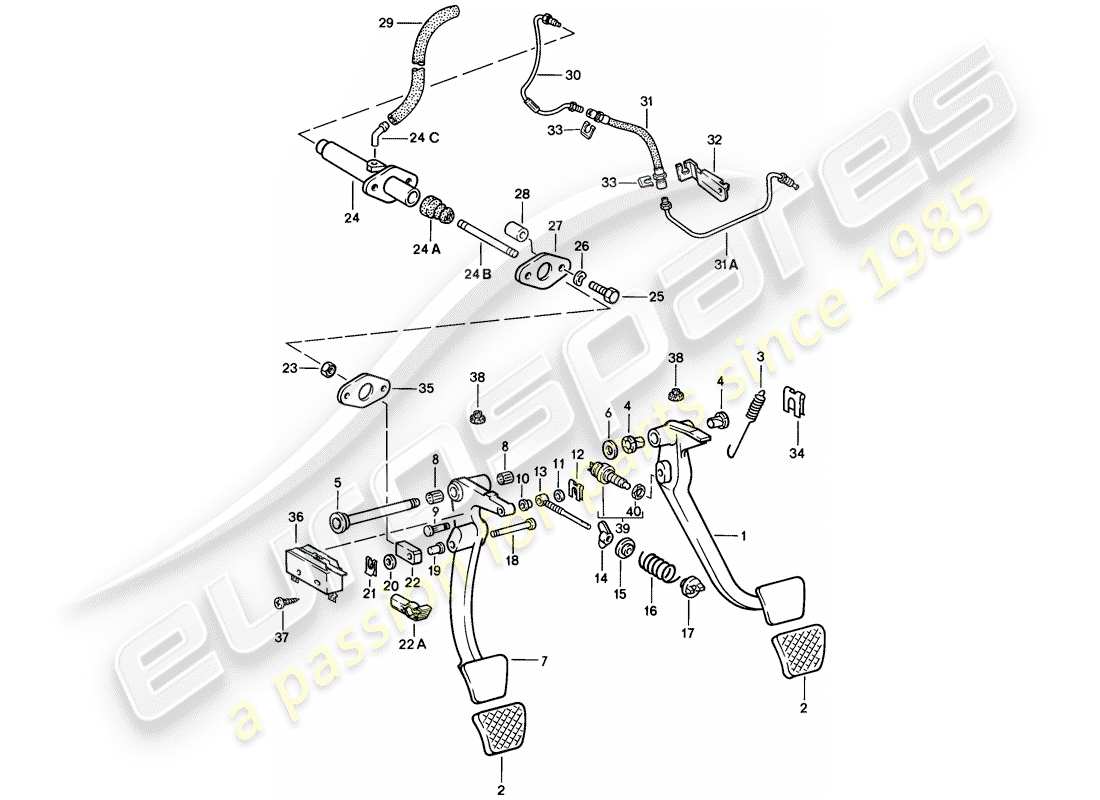 porsche 928 (1985) pedals part diagram