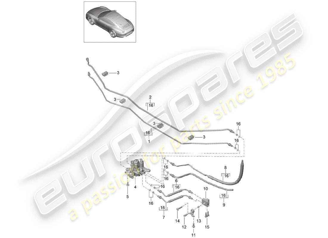 porsche 991 (2013) lines part diagram