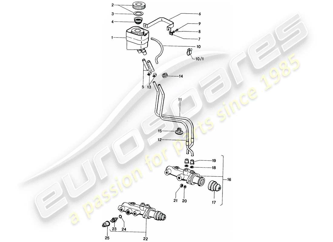 porsche 914 (1976) reservoir for - brake fluid - brake master cylinder part diagram