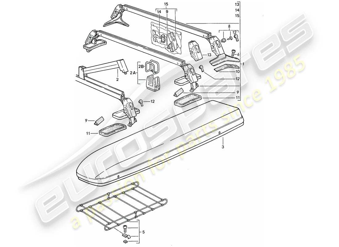 porsche 944 (1988) roof transport system part diagram