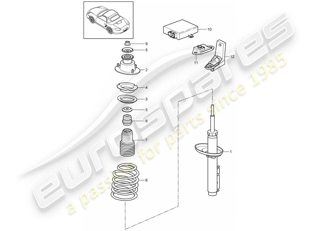 porsche boxster 987 (2010) shock absorber part diagram