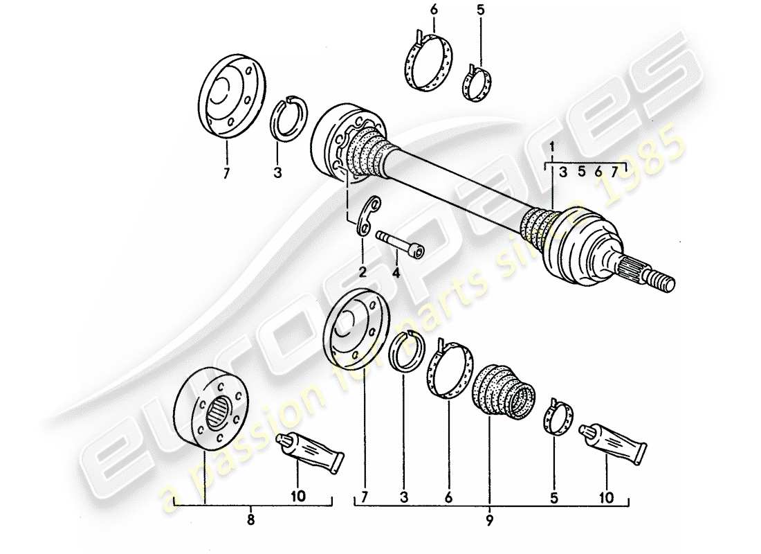 porsche 928 (1992) drive shaft part diagram