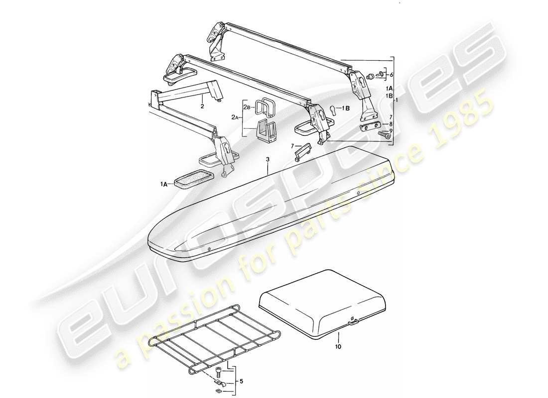 porsche 928 (1983) roof transport system part diagram