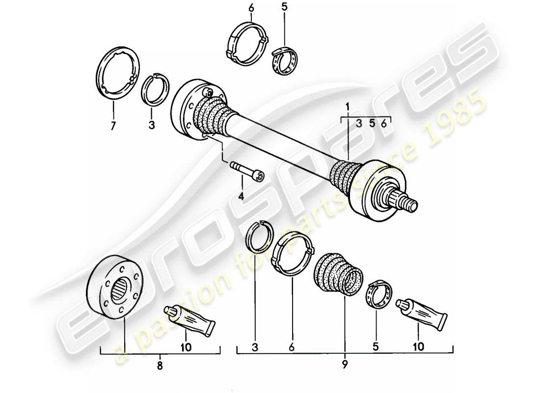 porsche 928 (1983) drive shaft - f >> 92-fs841 007 - f >> 92-fs840 289 - f >> 92-fs849 562 part diagram