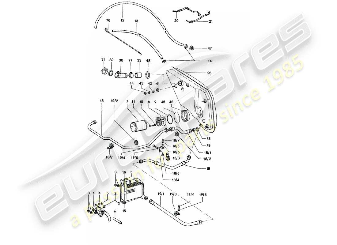 porsche 914 (1971) engine lubrication part diagram