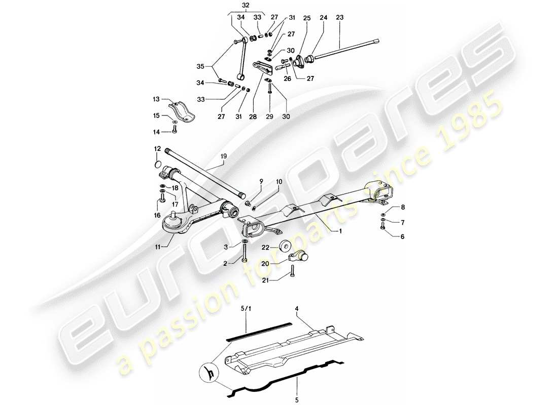 porsche 914 (1971) front axle - stabilizer part diagram