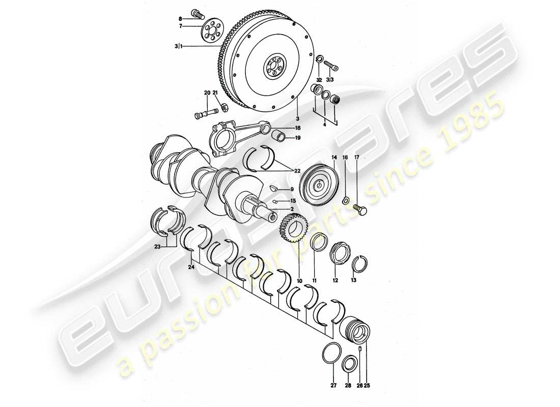 porsche 911 turbo (1977) crankshaft part diagram