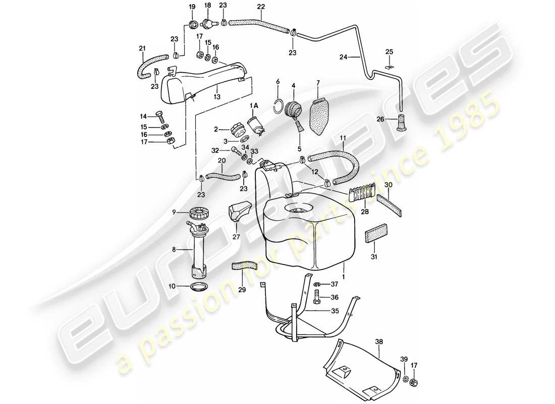 porsche 928 (1979) fuel tank part diagram