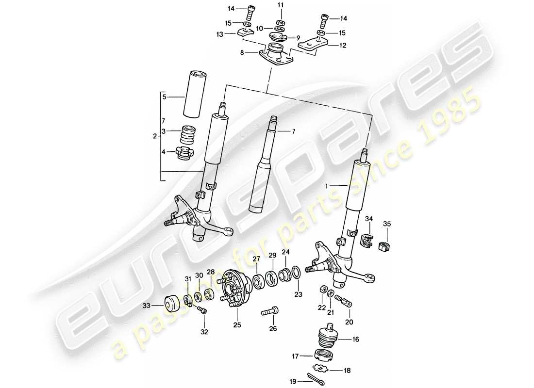 porsche 911 (1989) shock absorber strut - lubricants part diagram