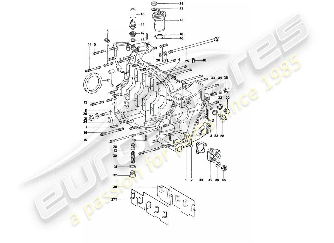 porsche 914 (1974) crankcase part diagram