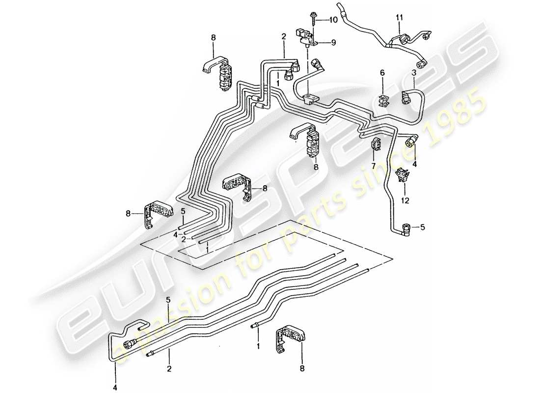 porsche 996 t/gt2 (2002) fuel system part diagram