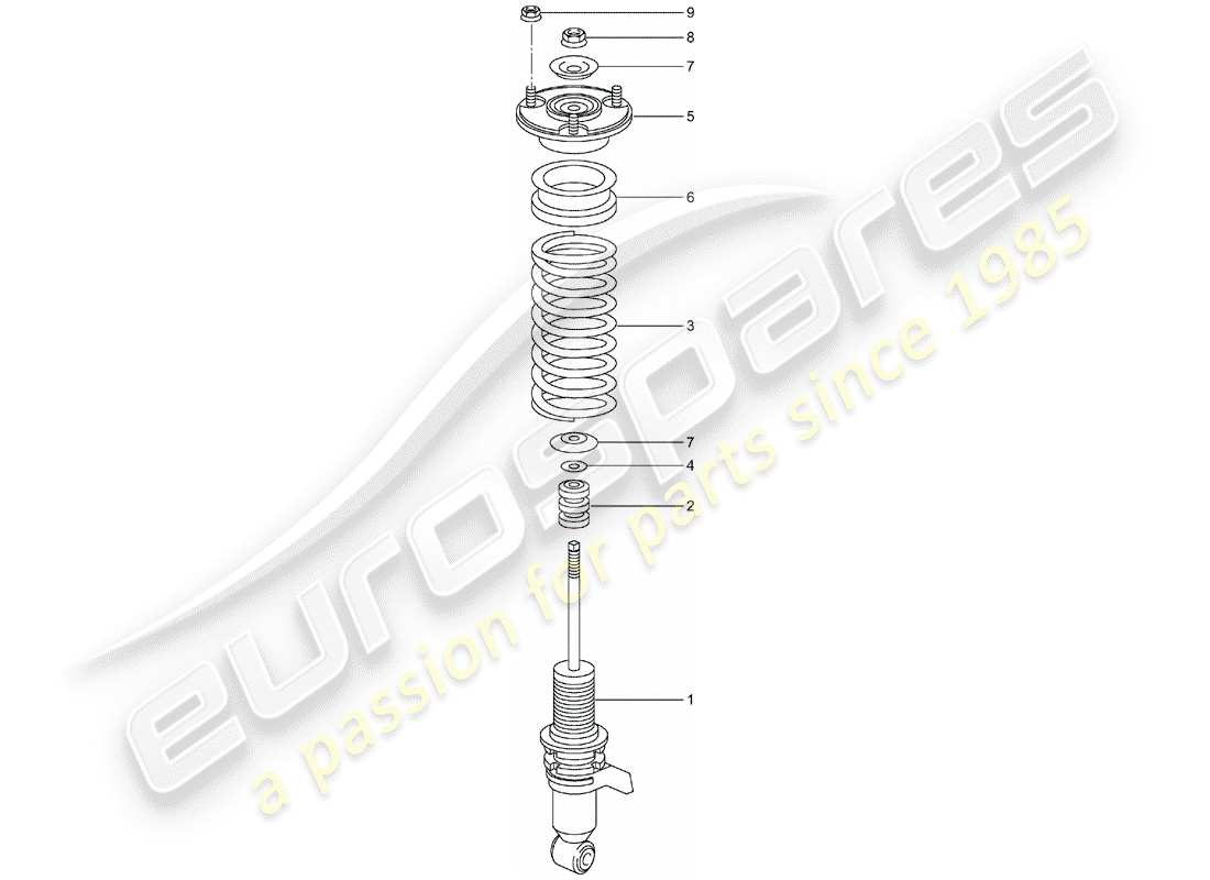 porsche 996 t/gt2 (2002) shock absorber - coil spring part diagram