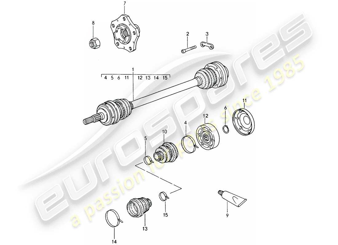 porsche boxster 986 (2004) drive shaft - wheel hub part diagram