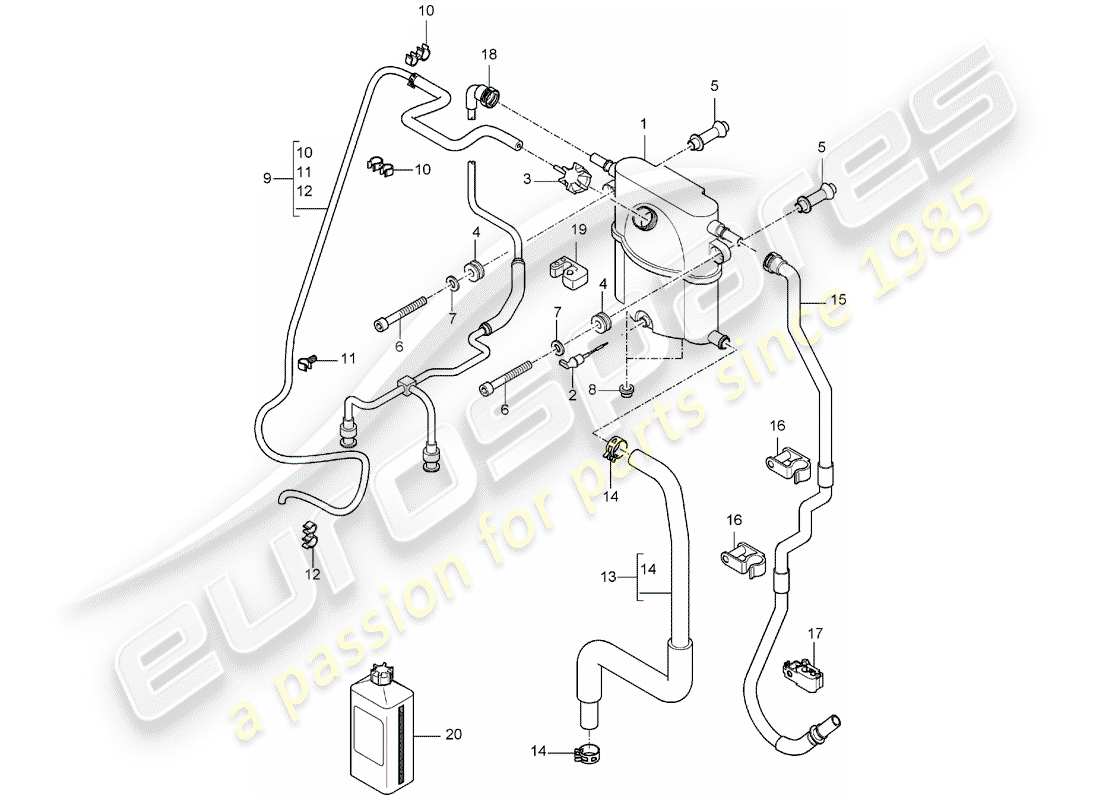 porsche carrera gt (2006) water cooling 3 - fluid container part diagram