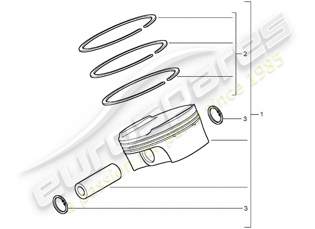 porsche carrera gt (2006) piston - piston rings part diagram