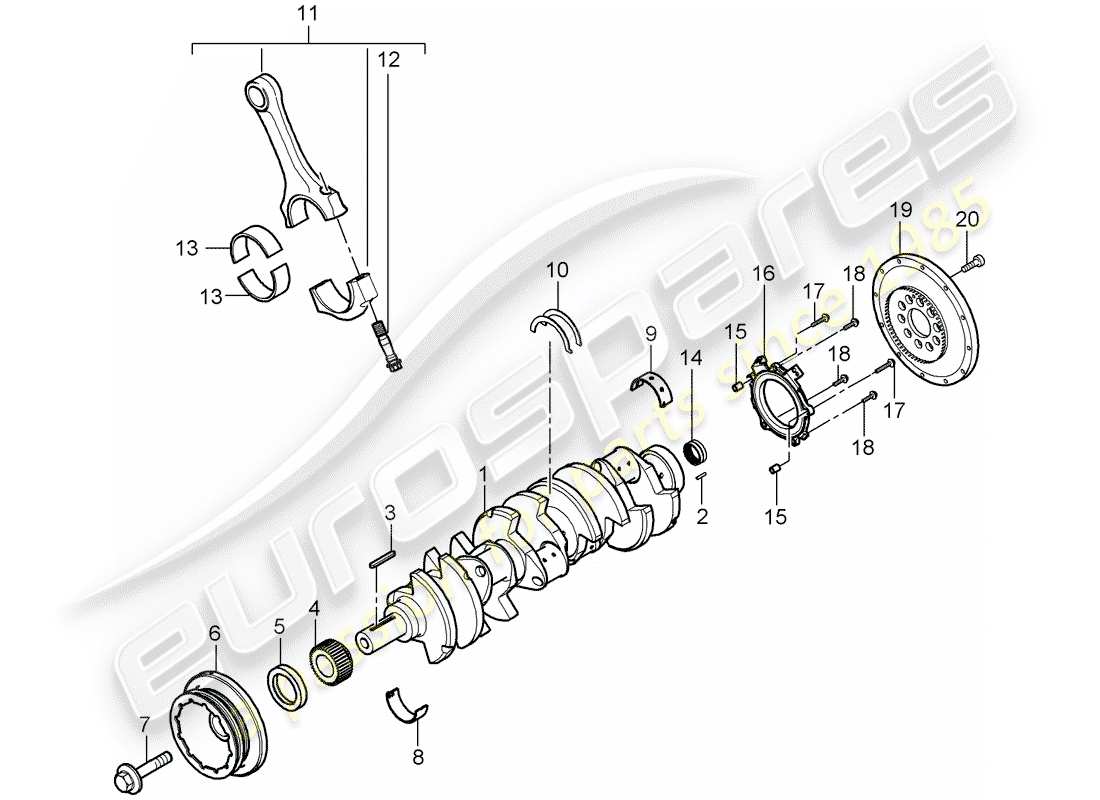 porsche carrera gt (2006) crankshaft - connecting rods part diagram