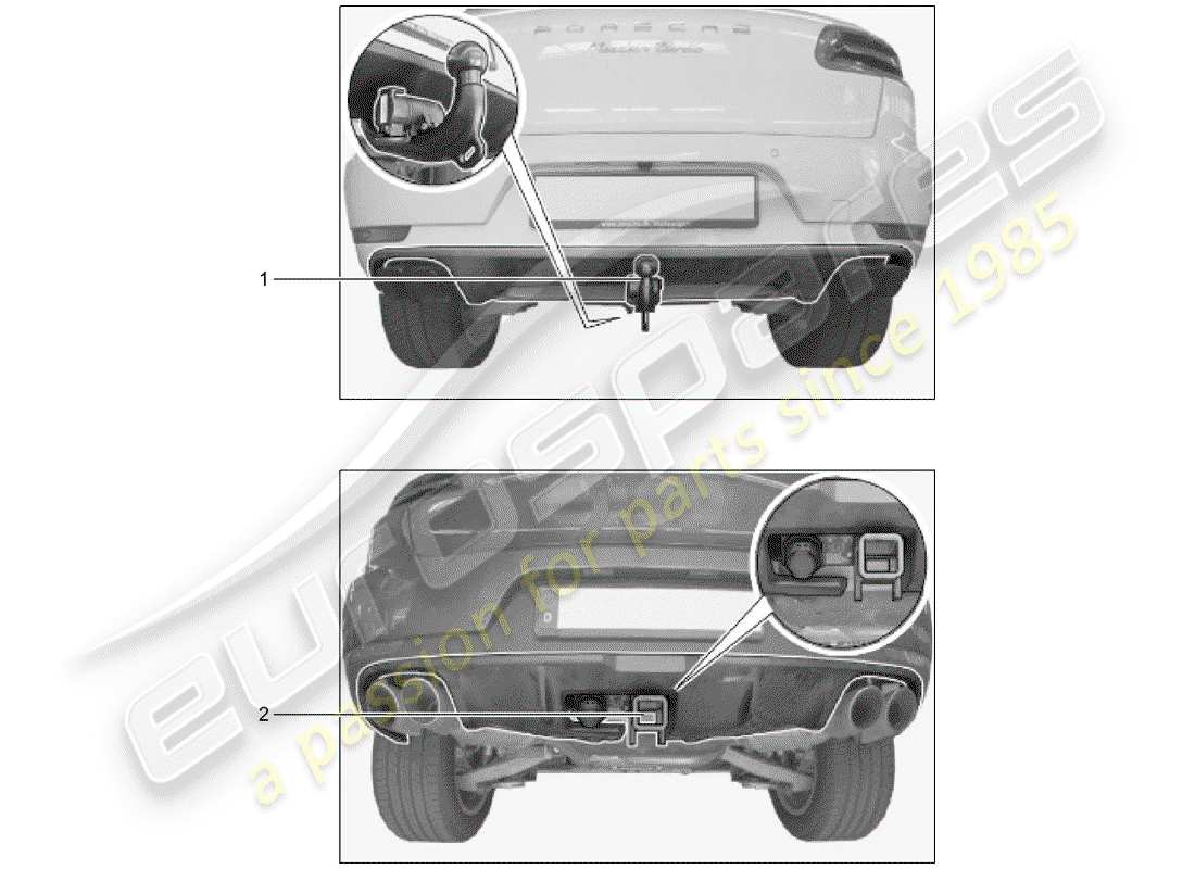 porsche tequipment macan (2019) tow hitch part diagram