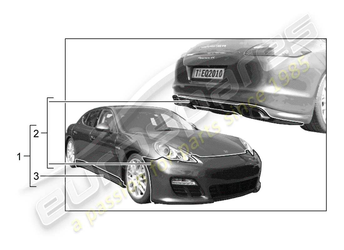 porsche tequipment panamera (2010) sport design package part diagram