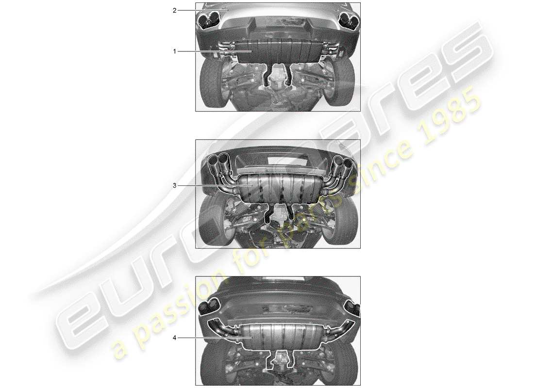 porsche tequipment cayenne (2011) exhaust system part diagram