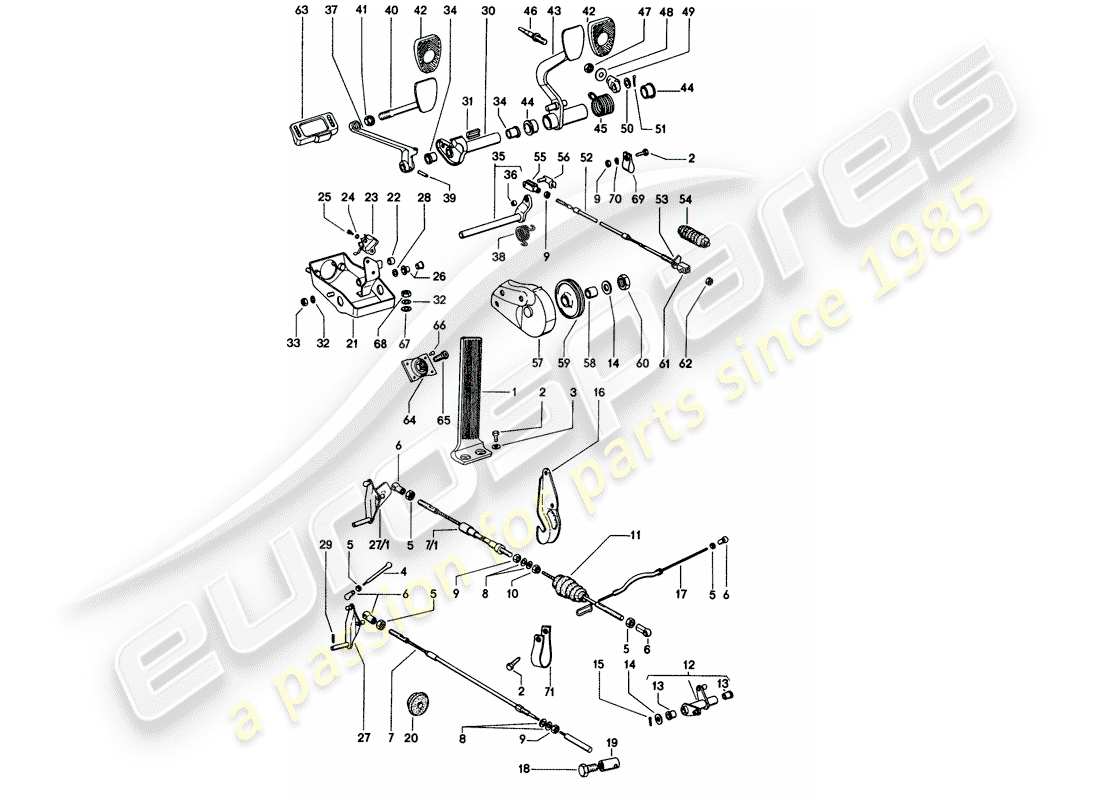 porsche 914 (1974) pedals - for vehicles with - manual gearbox part diagram