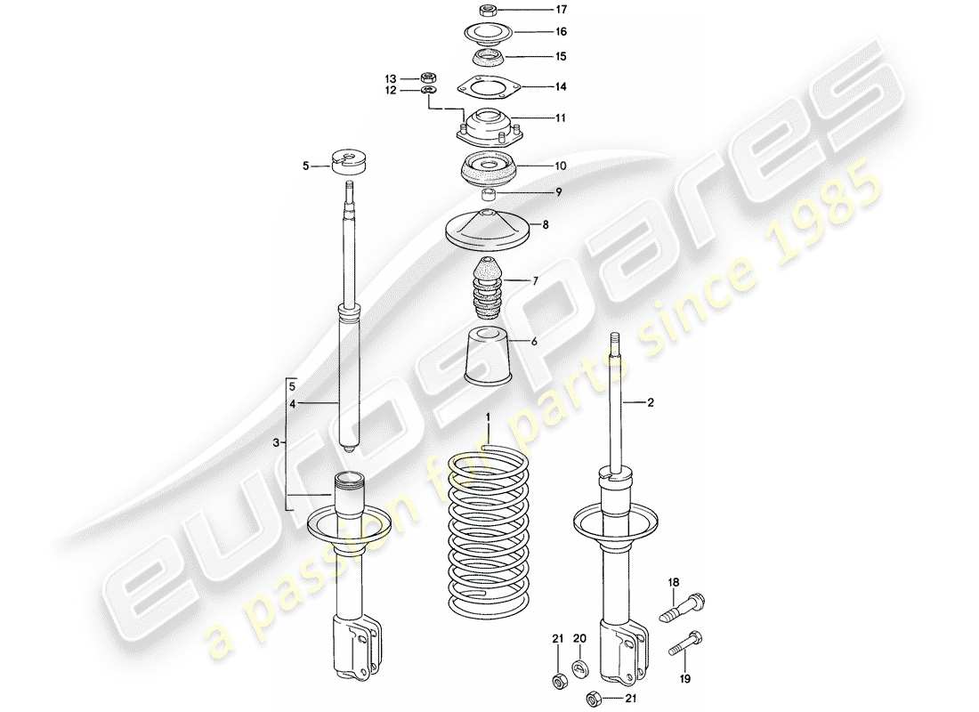 porsche 924 (1976) suspension - shock absorber part diagram