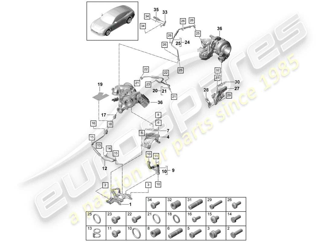 porsche panamera 971 (2018) water cooling for part diagram