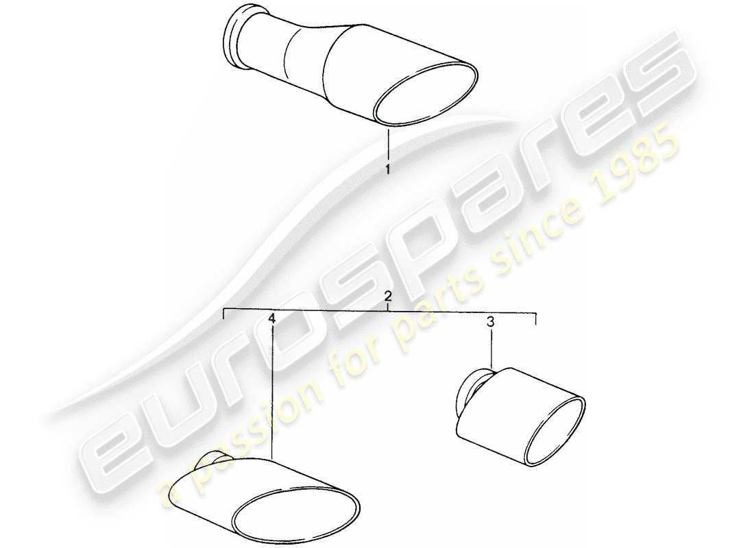 porsche tequipment catalogue (1990) tailpipe part diagram