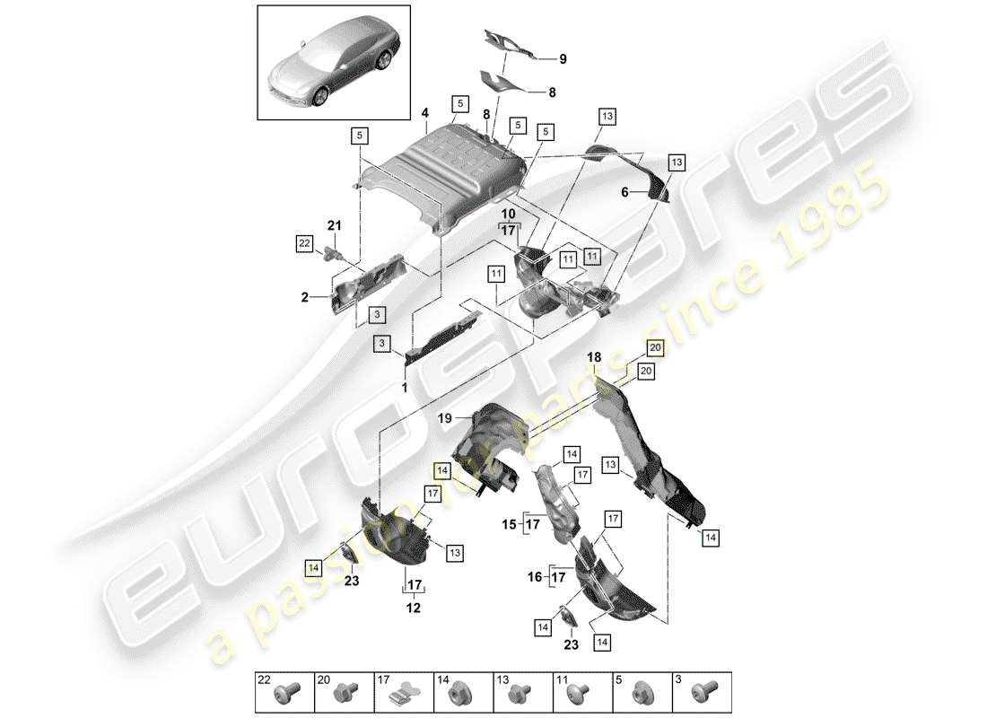 porsche panamera 971 (2018) exhaust system part diagram