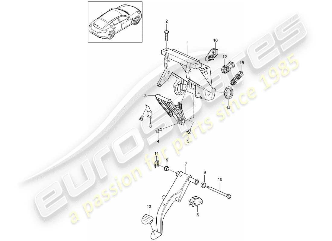 porsche panamera 970 (2013) pedals part diagram