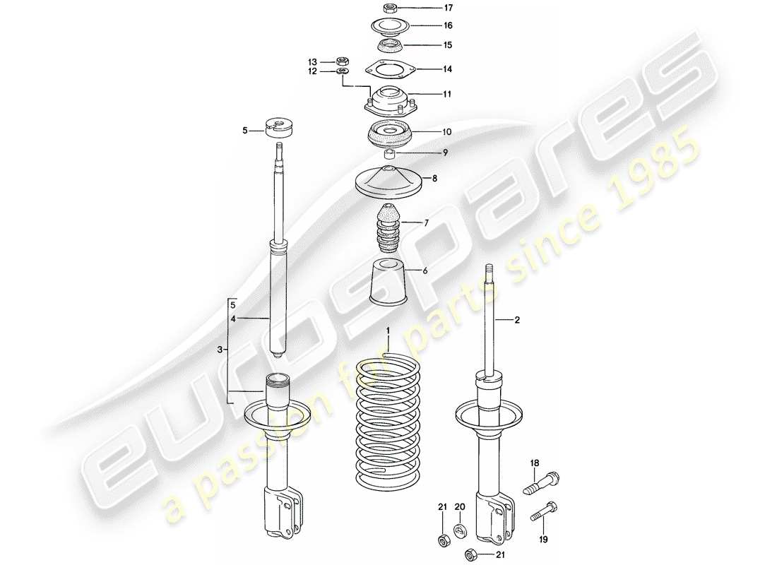 porsche 944 (1986) suspension - shock absorber part diagram