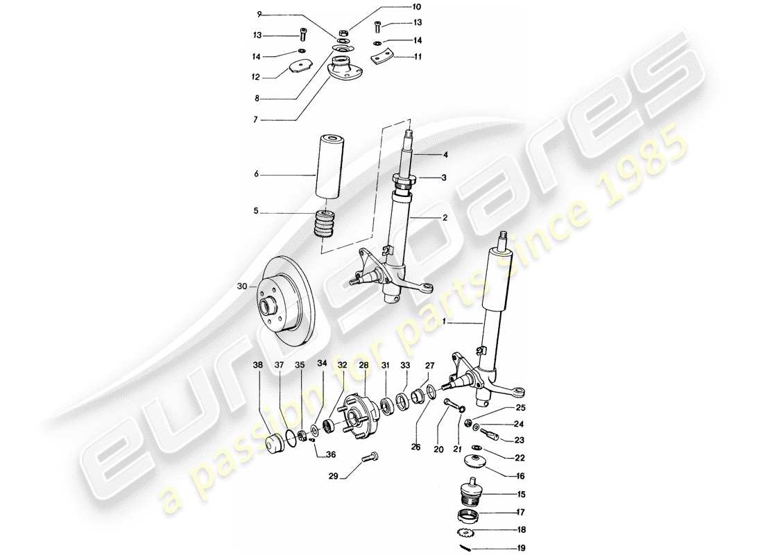 porsche 914 (1976) shock absorber strut - lubricants part diagram