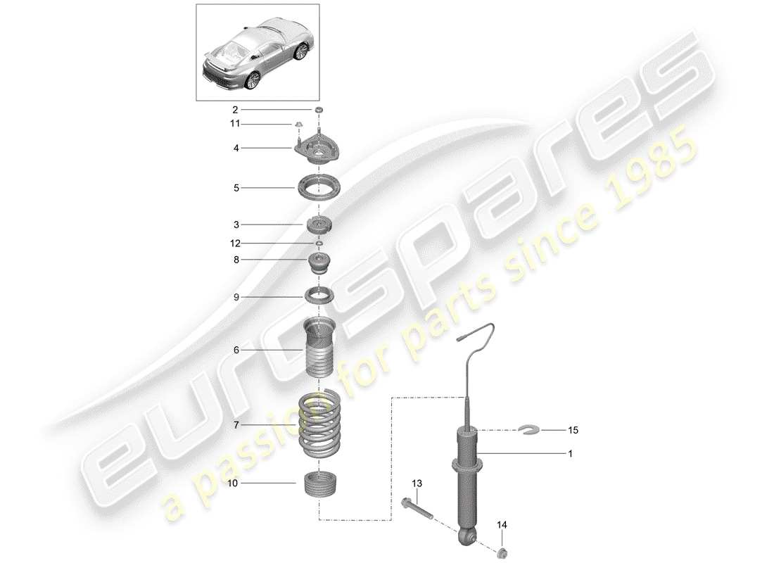 porsche 991r/gt3/rs (2018) shock absorber part diagram