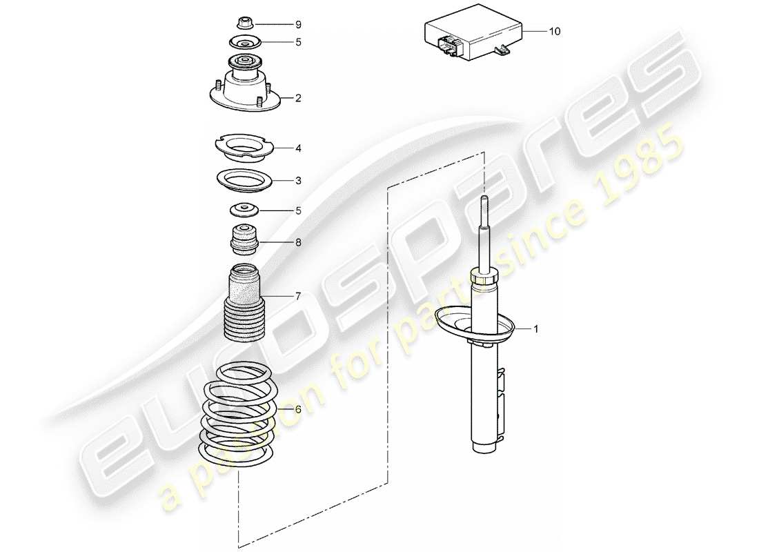 porsche boxster 987 (2006) shock absorber part diagram