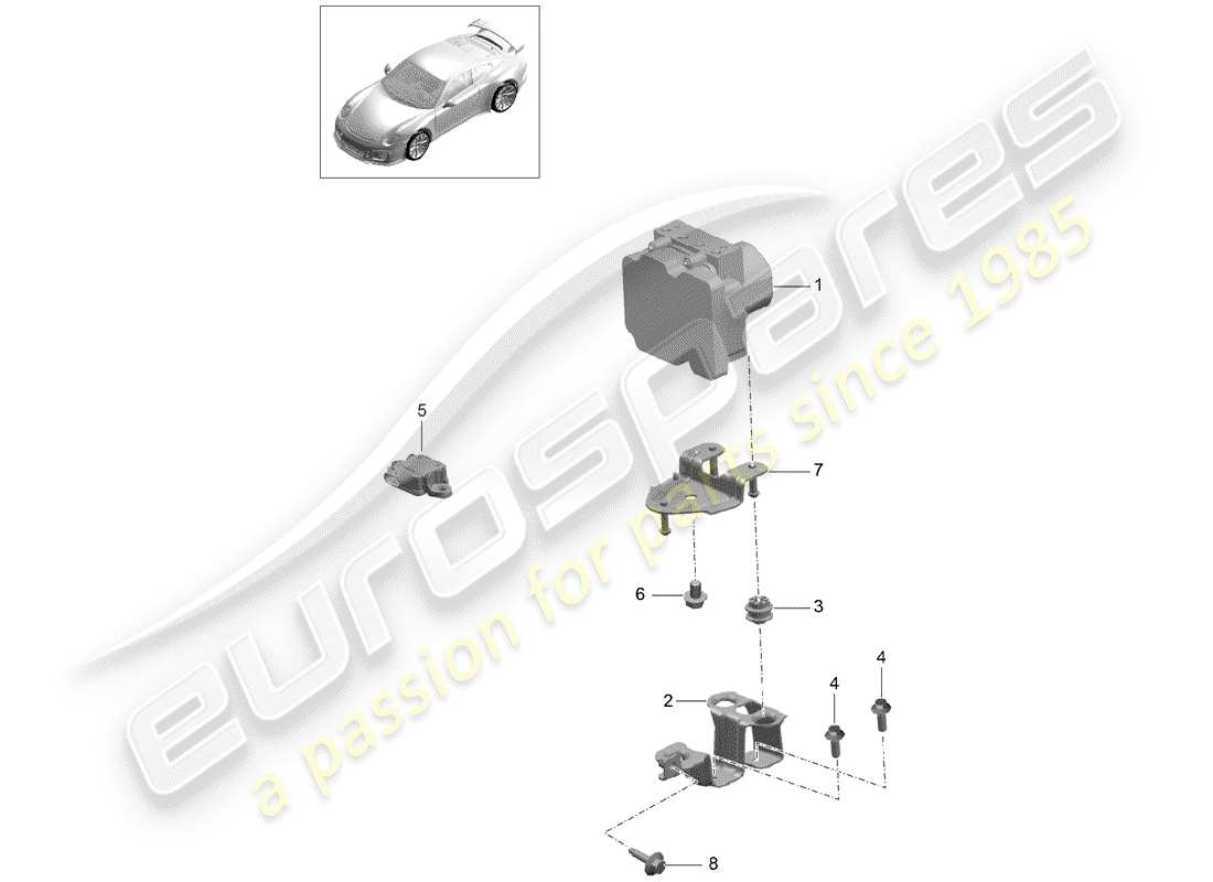 porsche 991r/gt3/rs (2015) hydraulic unit part diagram