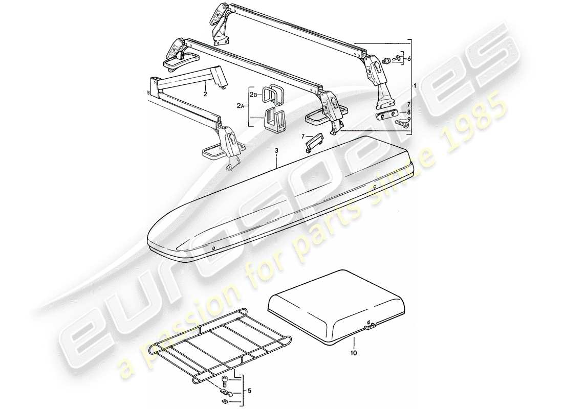 porsche 928 (1980) roof transport system part diagram