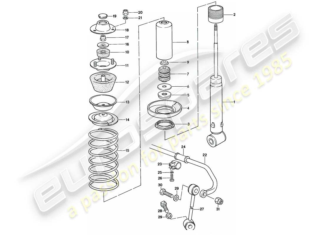 porsche 928 (1980) suspension - stabilizer part diagram