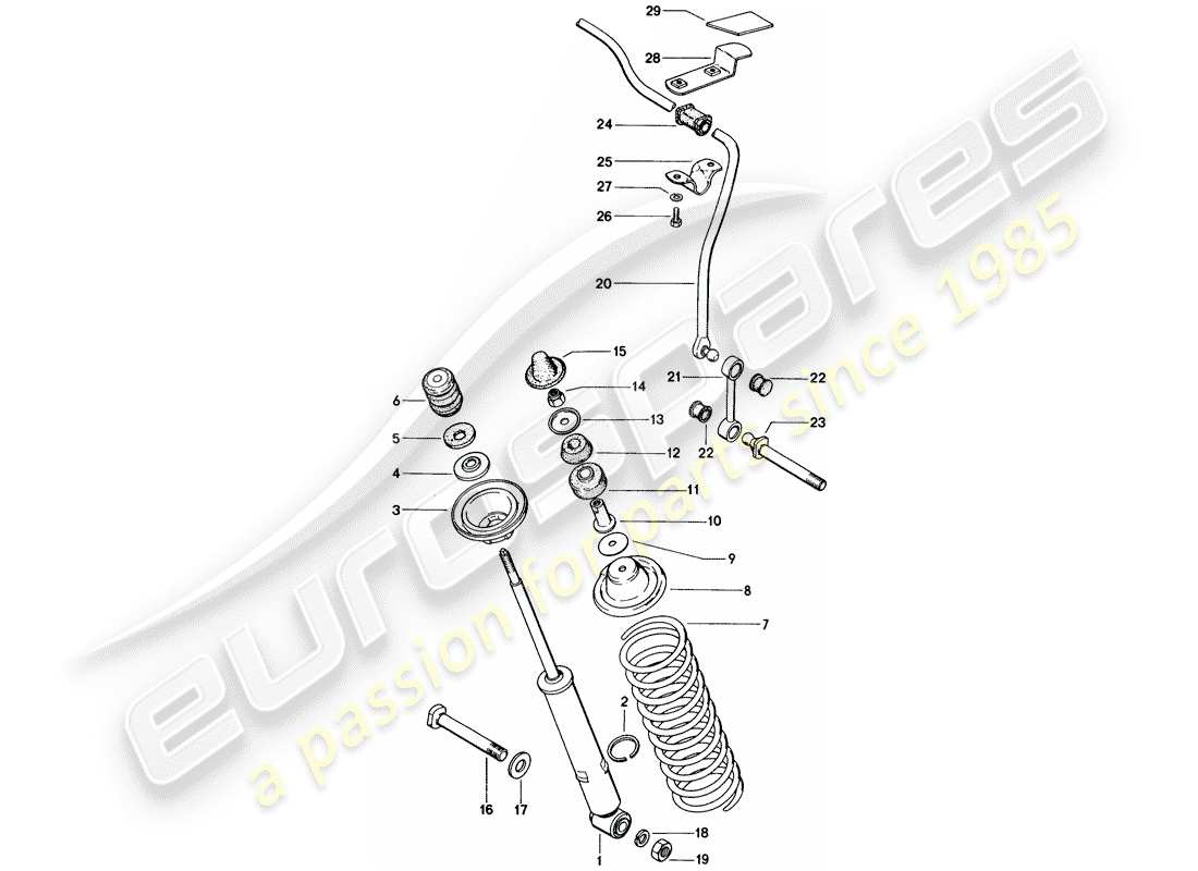 porsche 914 (1974) vibration damper - stabilizer part diagram