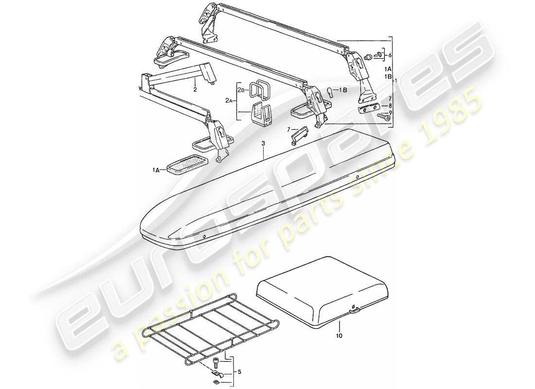 porsche 928 (1990) roof transport system part diagram